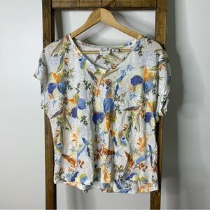 Rachel Zoe Linen Floral V-Neck Women’s Top